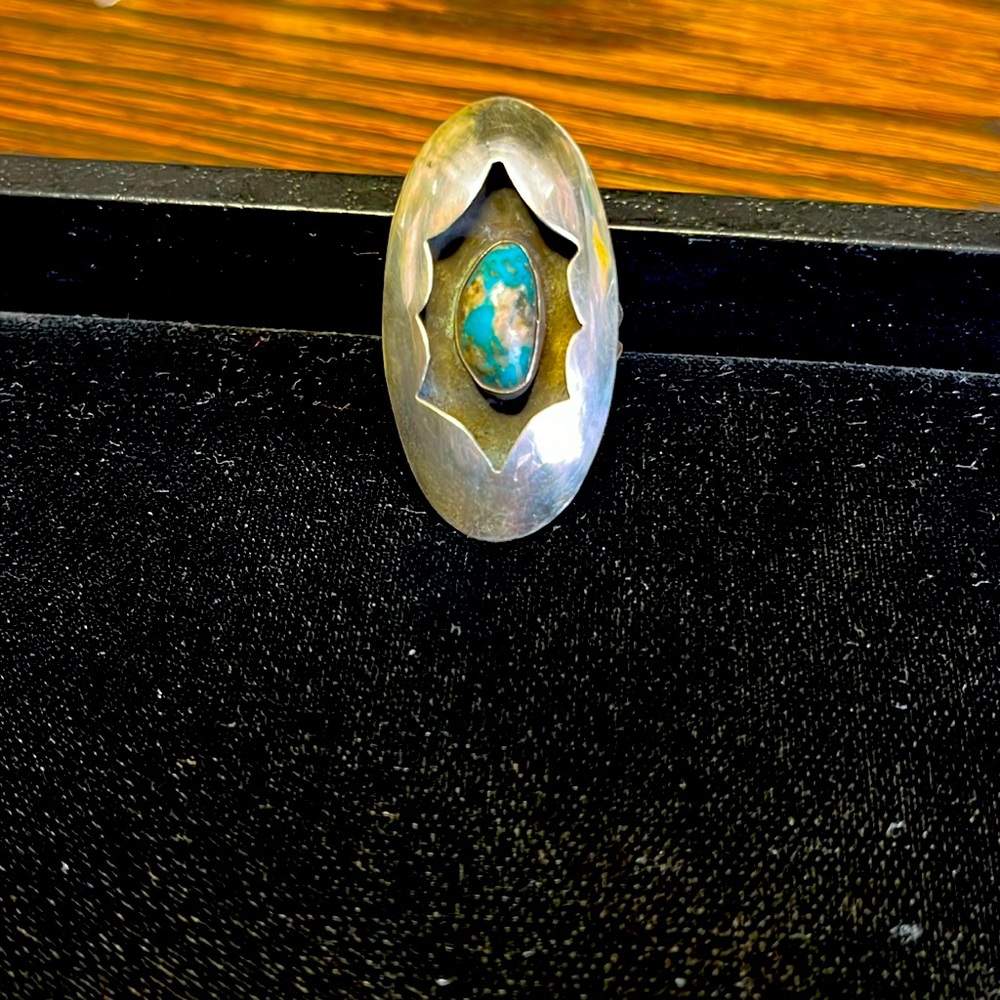 Vintage Southwestern Shadow Box Turquoise Ring